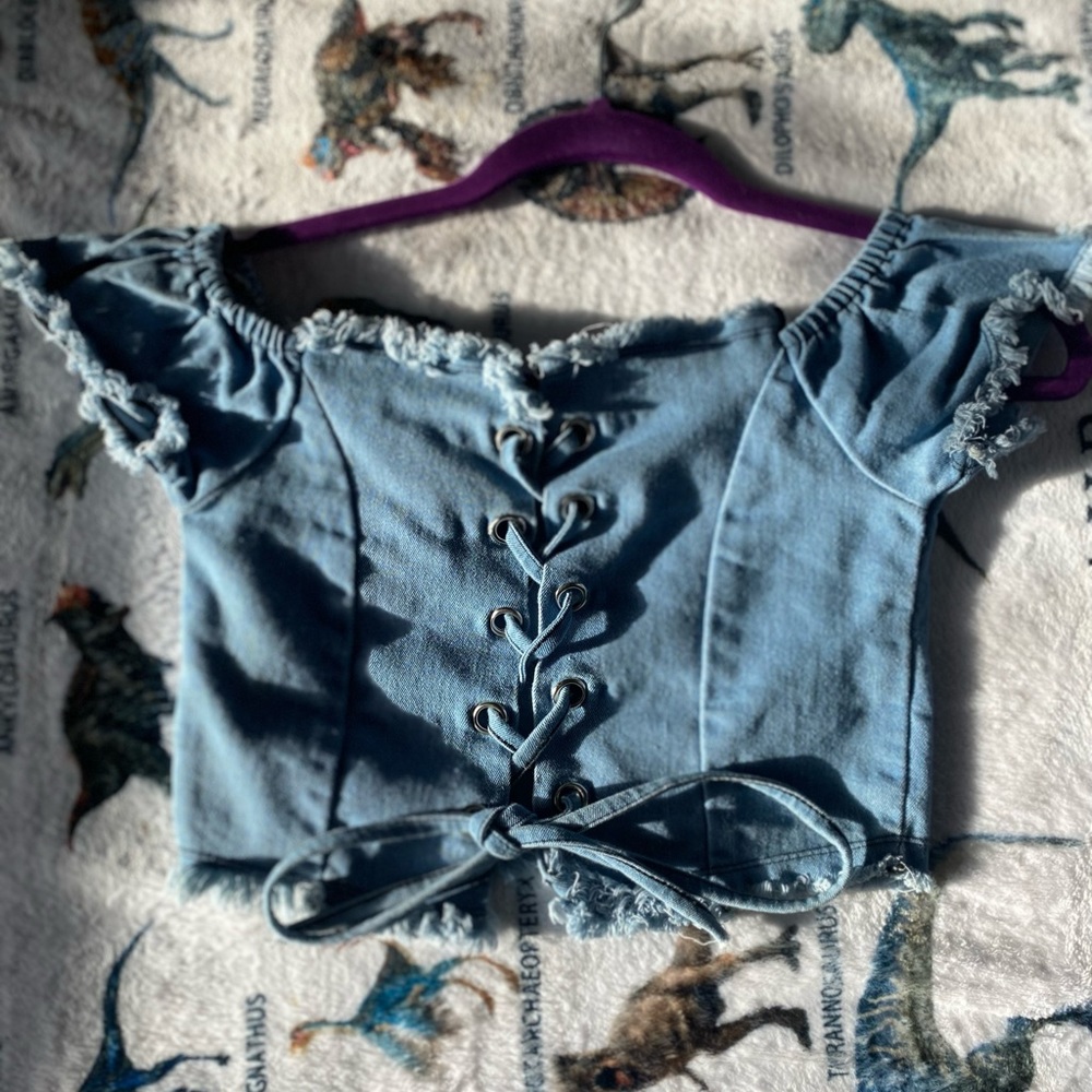 Beautiful blue jean crop top